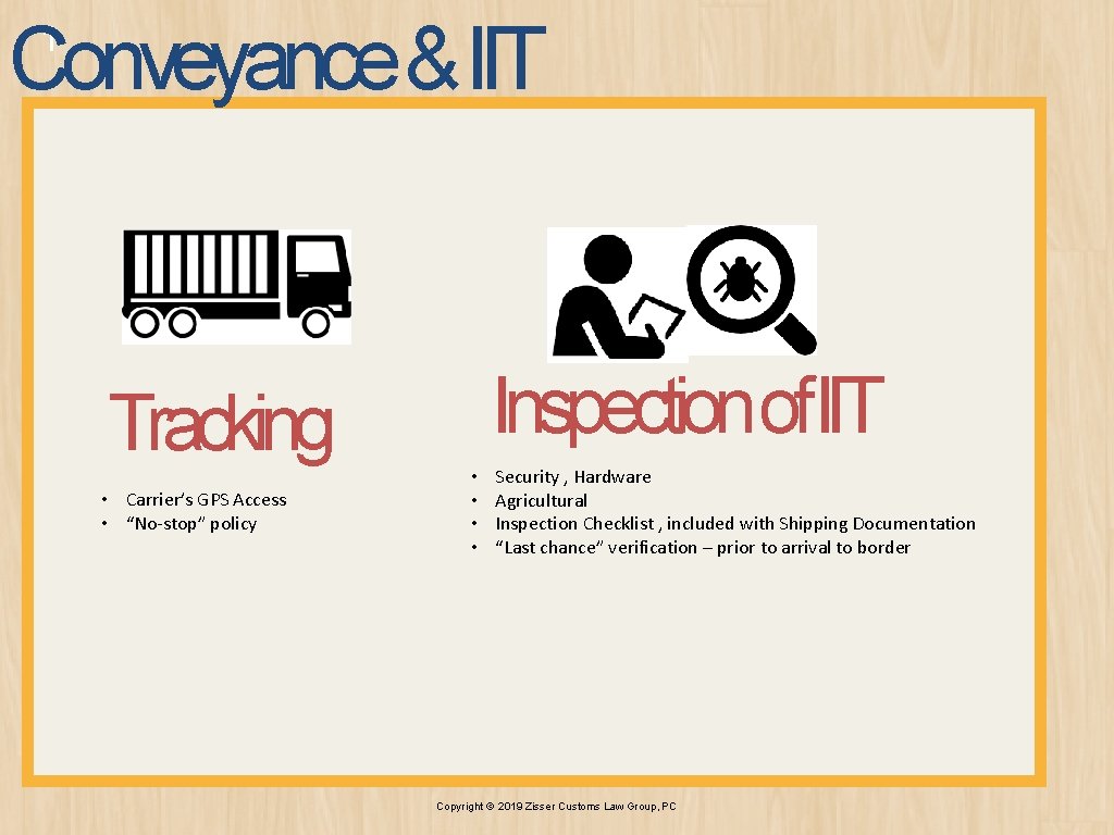 Conveyance & IIT 1 Tracking • Carrier’s GPS Access • “No-stop” policy Inspectionof. IIT