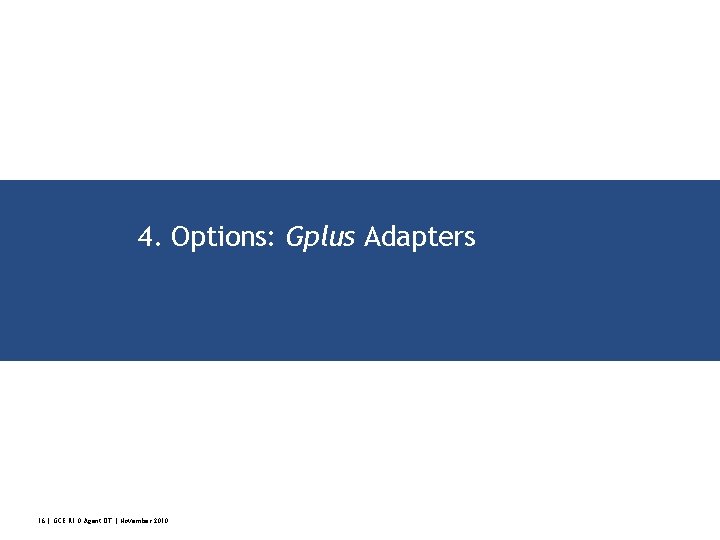 4. Options: Gplus Adapters 16 | GCE R 1. 0 Agent DT | November