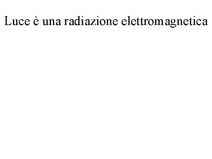 Luce è una radiazione elettromagnetica 