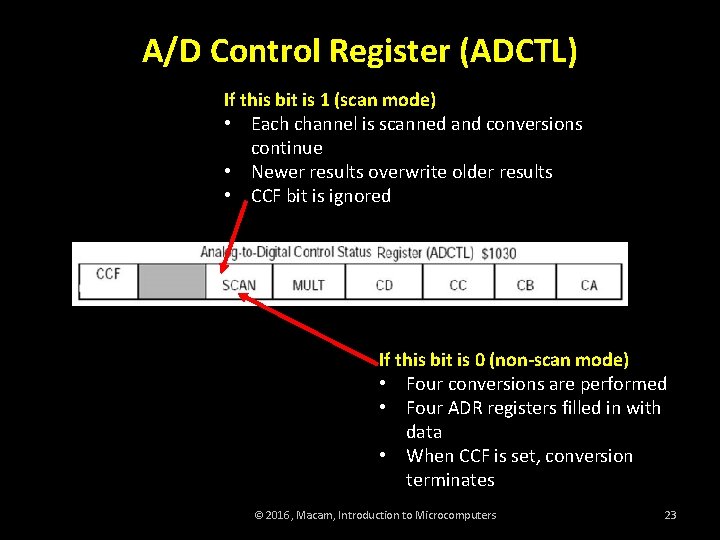 A/D Control Register (ADCTL) If this bit is 1 (scan mode) • Each channel