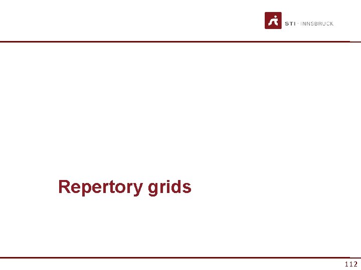 Repertory grids 112 