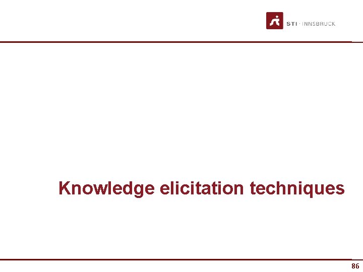 Knowledge elicitation techniques 86 