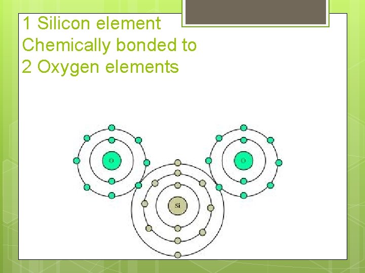 1 Silicon element Chemically bonded to 2 Oxygen elements 