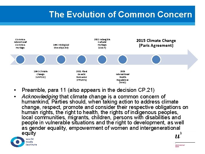 The Evolution of Common Concern Common Interest and Common Heritage 1992 Biological Diversity(CBD) 1992