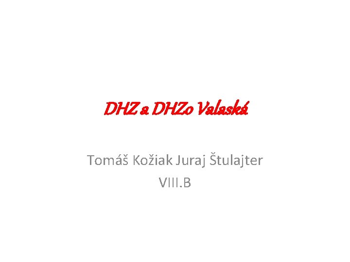 DHZ a DHZo Valaská Tomáš Kožiak Juraj Štulajter VIII. B 