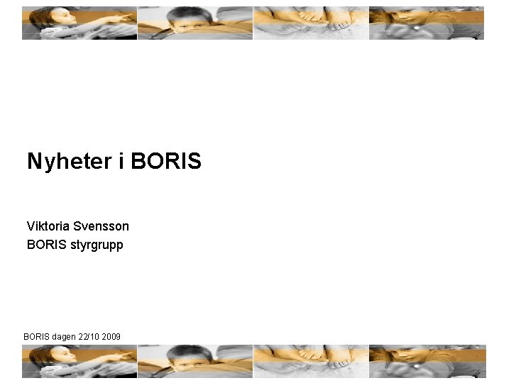 Nyheter i BORIS Viktoria Svensson BORIS styrgrupp BORIS dagen 22/10 2009 