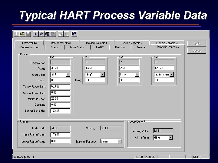 Typical HART Process Variable Data 9 