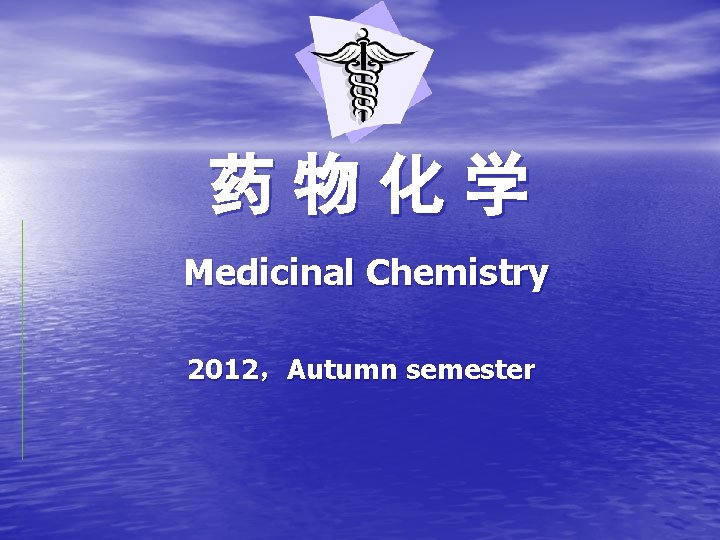 药物化学 Medicinal Chemistry 2012，Autumn semester 