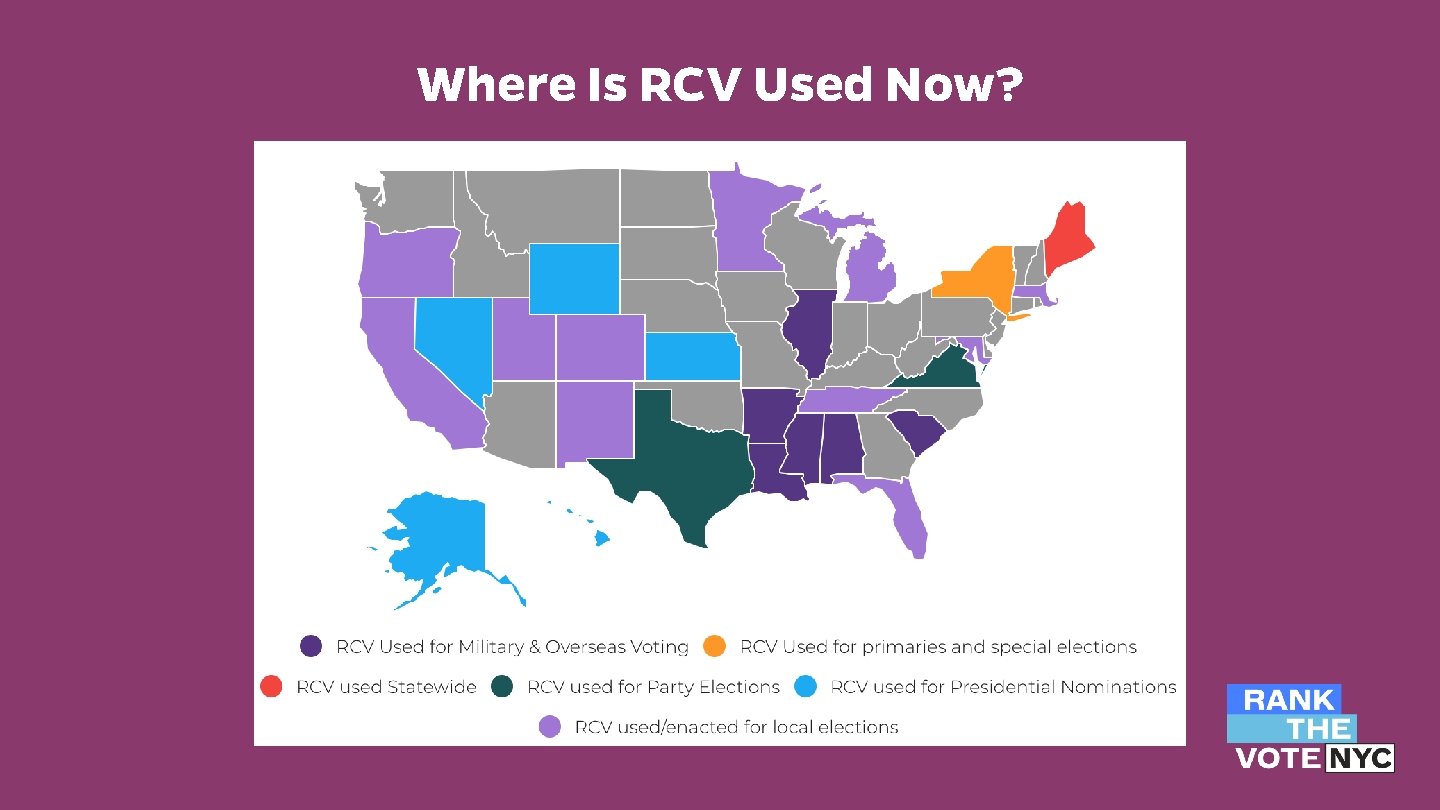 Where Is RCV Used Now? Where Is RCV Used Now?