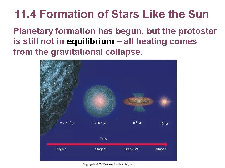 11. 4 Formation of Stars Like the Sun Planetary formation has begun, but the