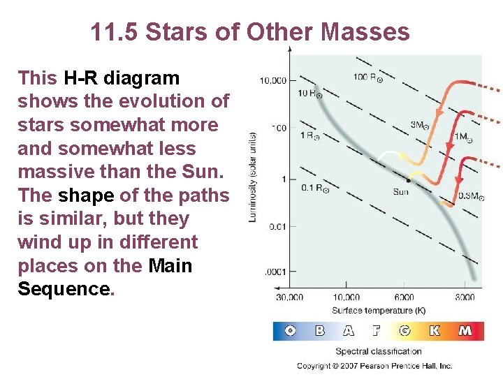 11. 5 Stars of Other Masses This H-R diagram shows the evolution of stars