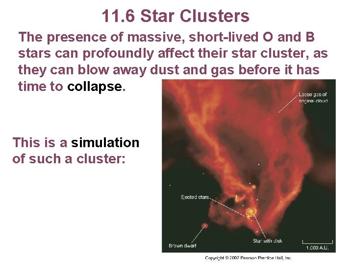 11. 6 Star Clusters The presence of massive, short-lived O and B stars can
