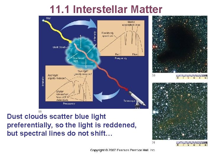 11. 1 Interstellar Matter Dust clouds scatter blue light preferentially, so the light is