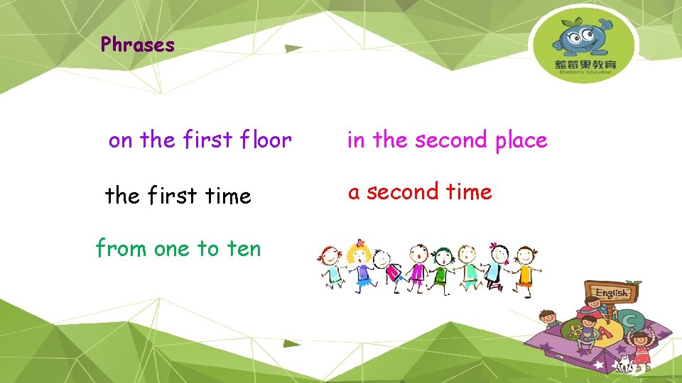 Phrases on the first floor in the second place the first time a second