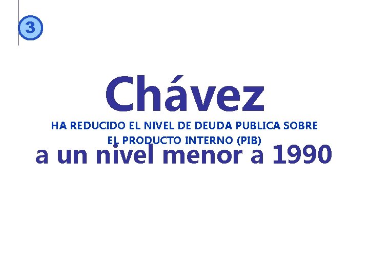 3 Chávez HA REDUCIDO EL NIVEL DE DEUDA PUBLICA SOBRE EL PRODUCTO INTERNO (PIB)