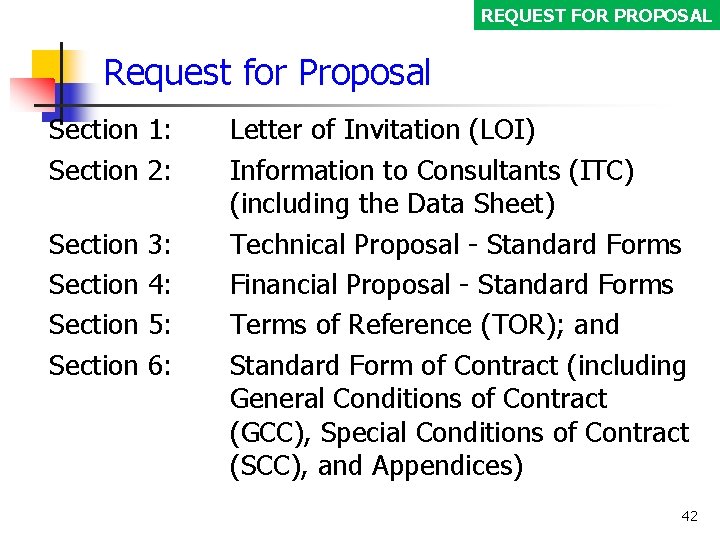 REQUEST FOR PROPOSAL Request for Proposal Section 1: Section 2: Section 3: 4: 5: