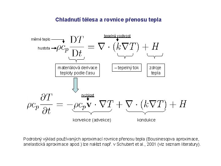 Chladnutí tělesa a rovnice přenosu tepla tepelná vodivost měrné teplo hustota materiálová derivace teploty