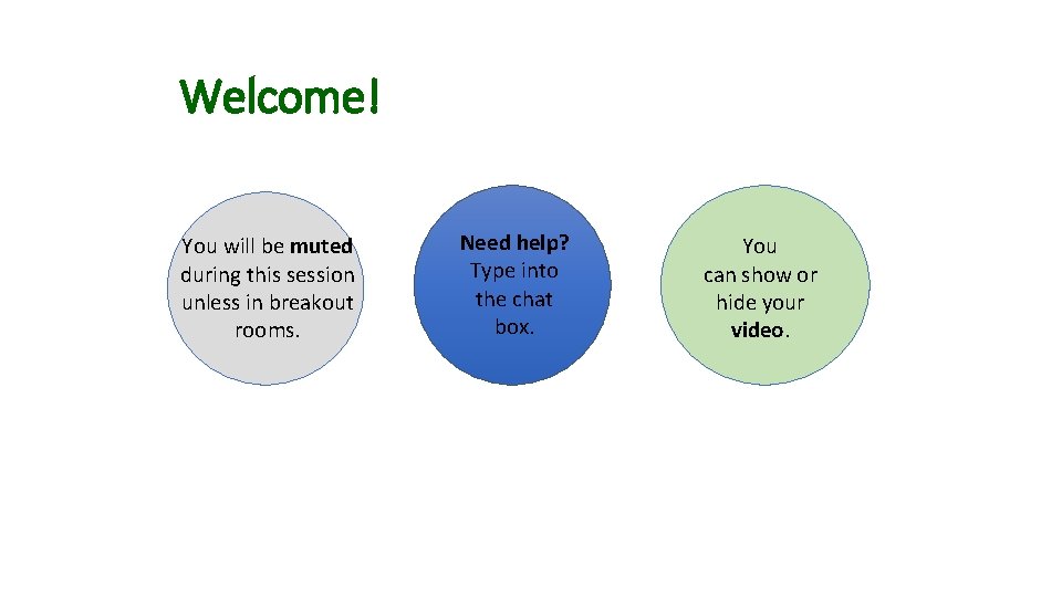 Welcome! You will be muted during this session unless in breakout rooms. Need help?