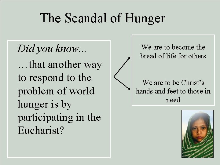 The Scandal of Hunger Did you know. . . …that another way to respond The Scandal of Hunger Did you know. . . …that another way to respond
