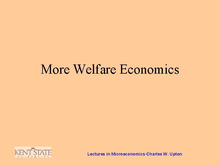 More Welfare Economics Lectures in Microeconomics-Charles W. Upton 