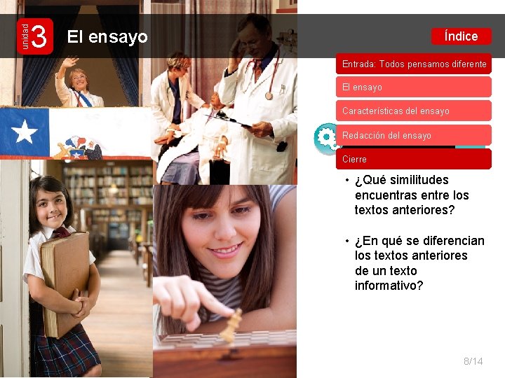 unidad 3 El ensayo Índice Entrada: Todos pensamos diferente El ensayo Características del ensayo