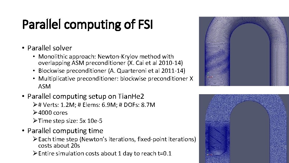 Parallel computing of FSI • Parallel solver • Monolithic approach: Newton-Krylov method with overlapping