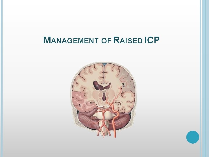 MANAGEMENT OF RAISED ICP 