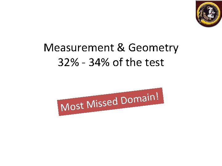 Measurement & Geometry 32% - 34% of the test Mo ! n i a