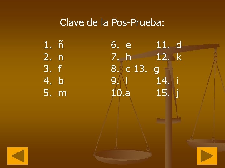 Clave de la Pos-Prueba: 1. 2. 3. 4. 5. ñ n f b m