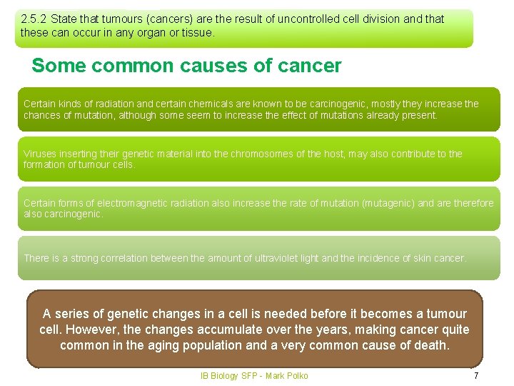 2. 5. 2 State that tumours (cancers) are the result of uncontrolled cell division