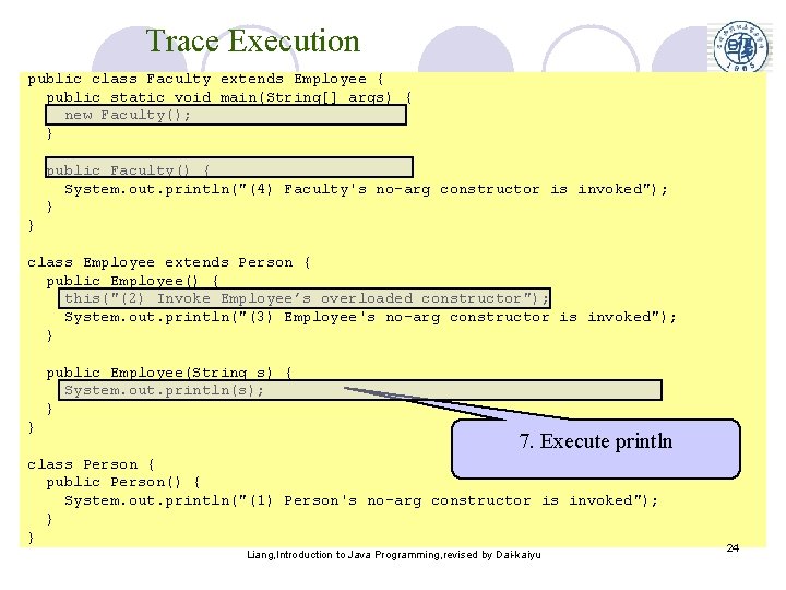 Trace Execution public class Faculty extends Employee { public static void main(String[] args) {