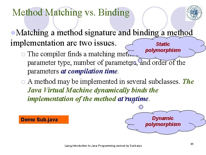 Method Matching vs. Binding l. Matching a method signature and binding a method implementation