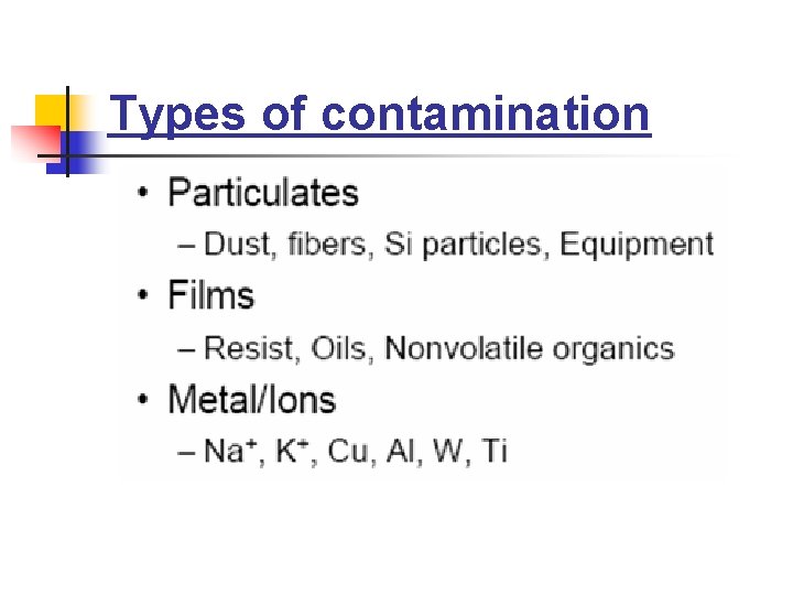 Types of contamination 
