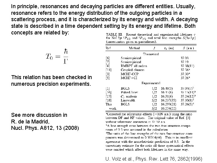 In principle, resonances and decaying particles are different entities. Usually, resonance refers to the