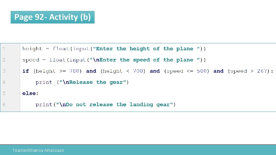 Page 92 - Activity (b) Teacher/Shamsa Alhassouni 