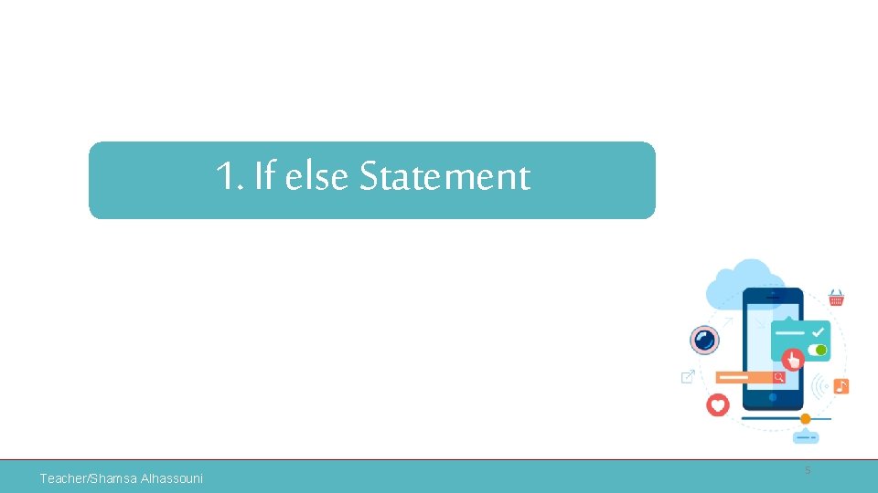 1. If else Statement Teacher/Shamsa Alhassouni 5 