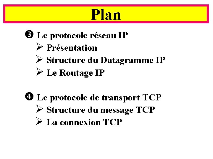 Plan Le protocole réseau IP Ø Présentation Ø Structure du Datagramme IP Ø Le