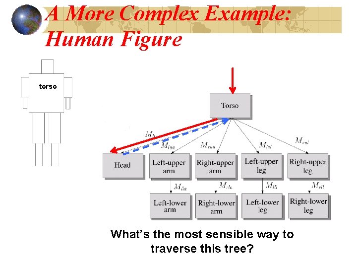 A More Complex Example: Human Figure torso What’s the most sensible way to traverse