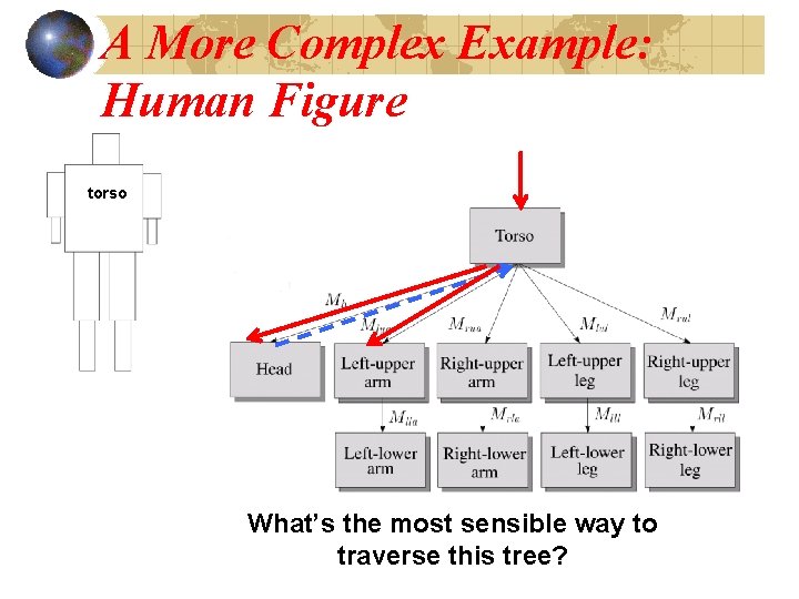 A More Complex Example: Human Figure torso What’s the most sensible way to traverse