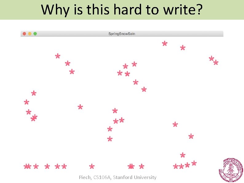 Why is this hard to write? Piech, CS 106 A, Stanford University 