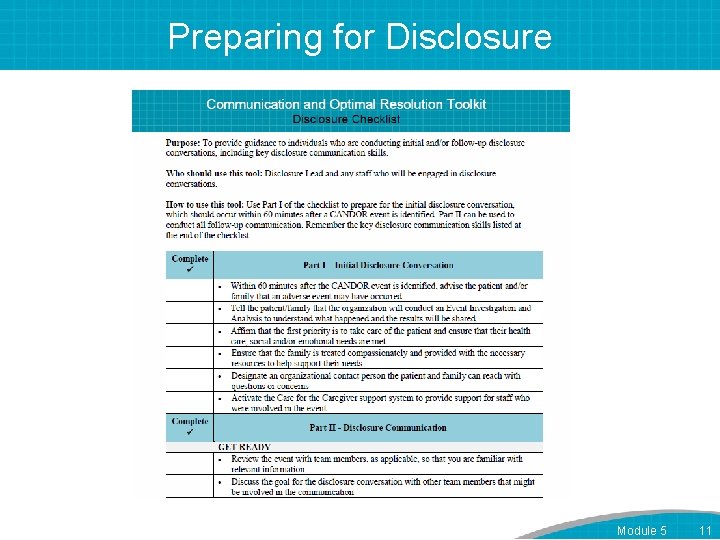Preparing for Disclosure Module 5 11 