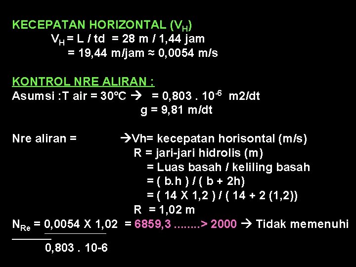 KECEPATAN HORIZONTAL (VH) VH = L / td = 28 m / 1, 44