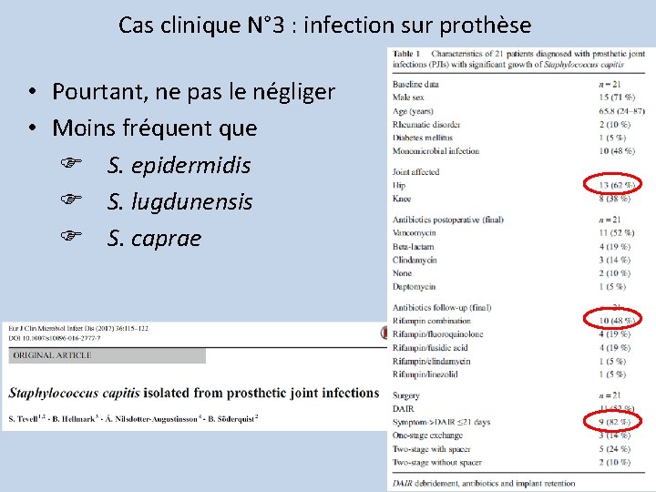 Cas clinique N° 3 : infection sur prothèse • Pourtant, ne pas le négliger