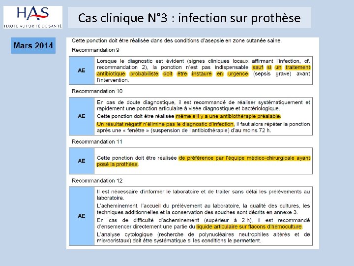 Cas clinique N° 3 : infection sur prothèse 