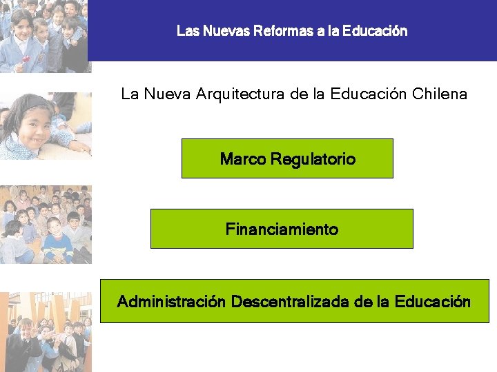 Las Nuevas Reformas a la Educación La Nueva Arquitectura de la Educación Chilena Marco