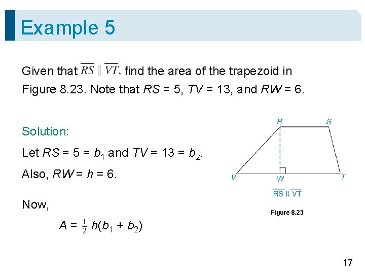 Example 5 Given that find the area of the trapezoid in Figure 8. 23.