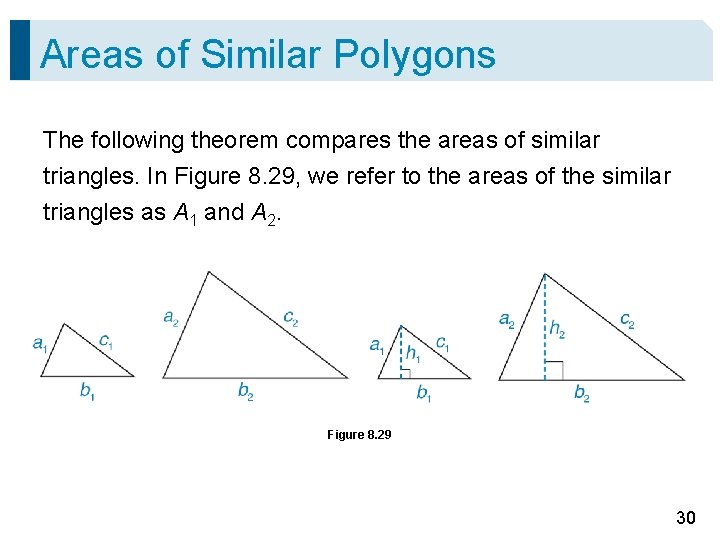 Areas of Similar Polygons The following theorem compares the areas of similar triangles. In