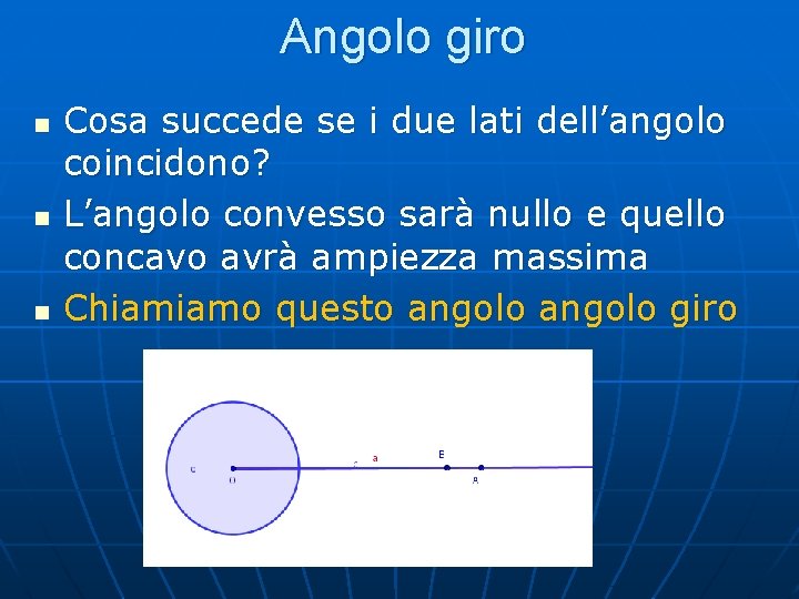 Angolo giro n n n Cosa succede se i due lati dell’angolo coincidono? L’angolo