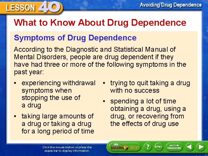 What to Know About Drug Dependence Symptoms of Drug Dependence According to the Diagnostic