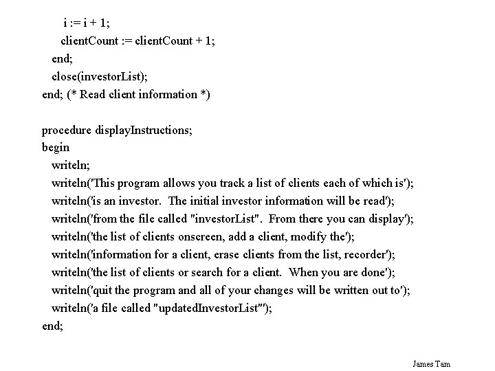 i : = i + 1; client. Count : = client. Count + 1;